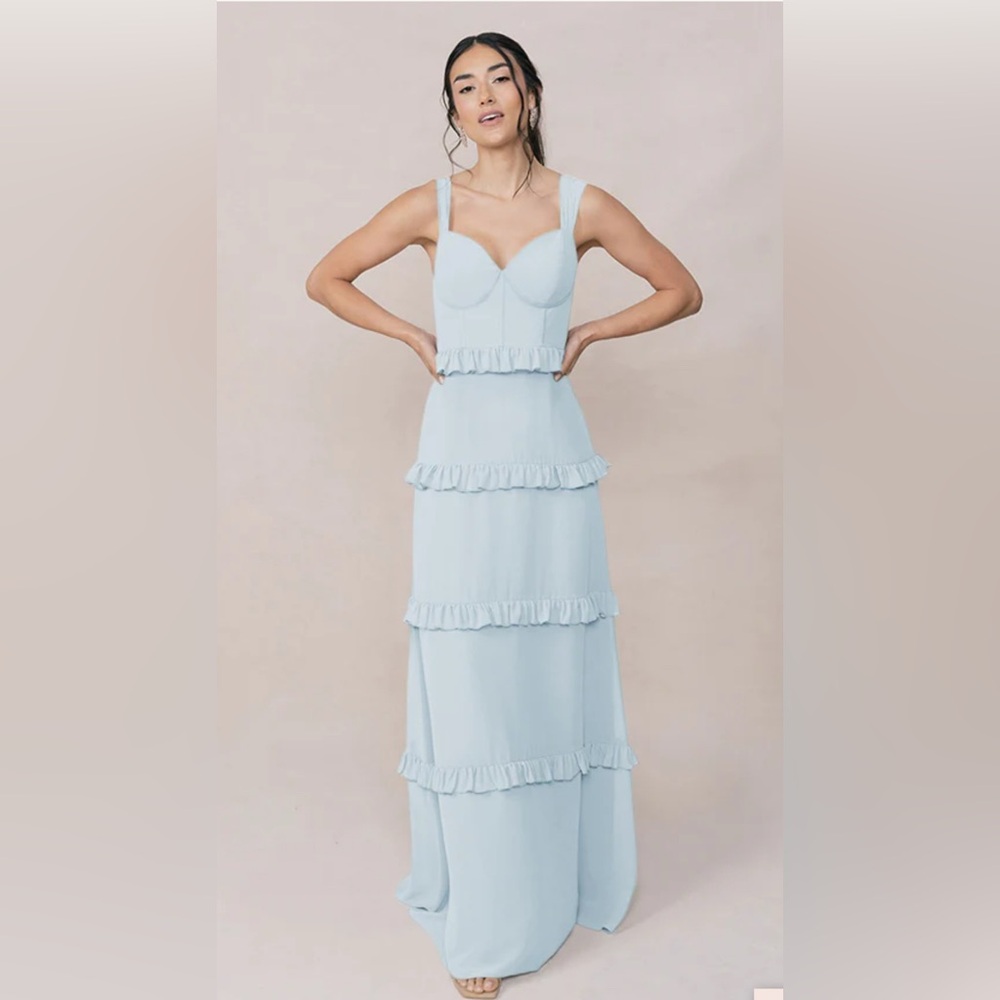 Revelry Sloane Chiffon Dress in Light Blue